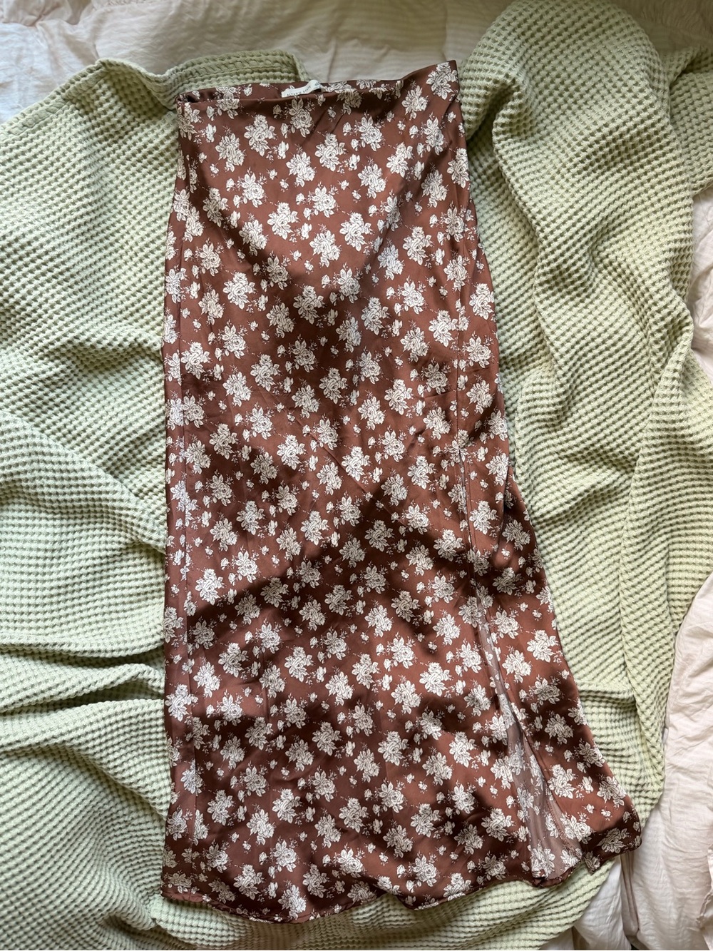 Altar'd State brown maxi skirt with white floral print